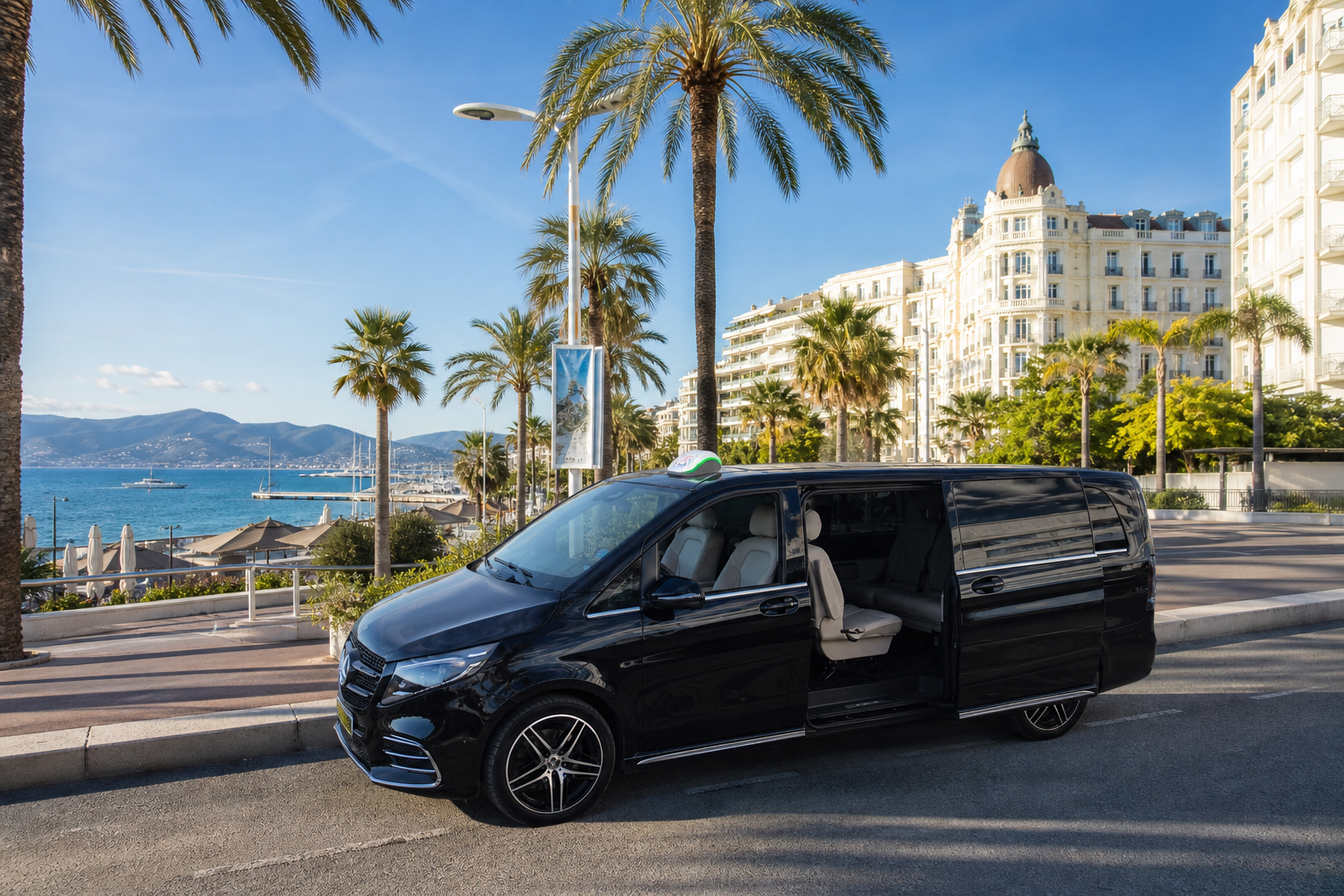Van Mercedes V-Class Taxi Cannes — mise à disposition groupes et délégations congrès à Cannes