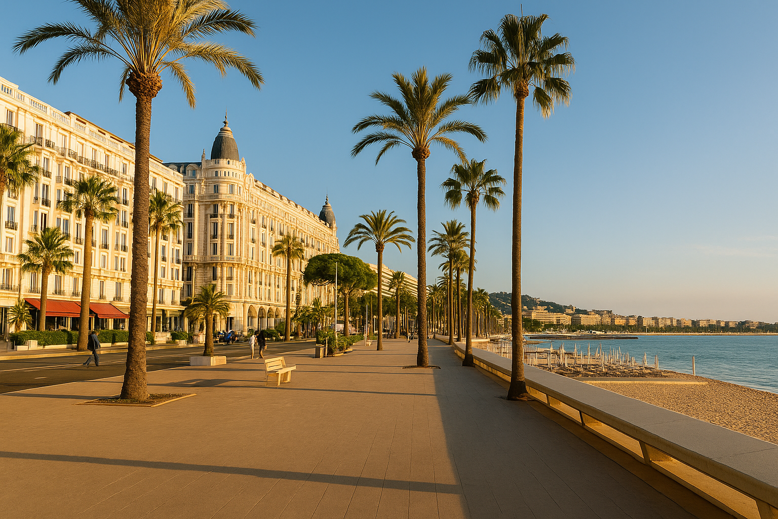 Croisette Cannes - Spot photo emblématique avec vue panoramique sur la baie, palaces et îles de Lérins