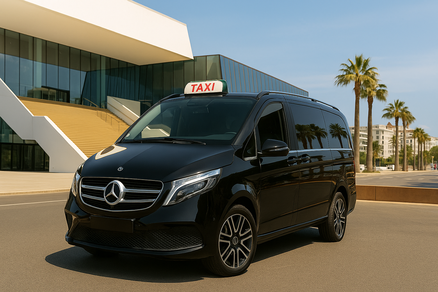 Taxi ou van premium pour transfert port de croisière Cannes vers aéroport Nice avec bagages et groupe