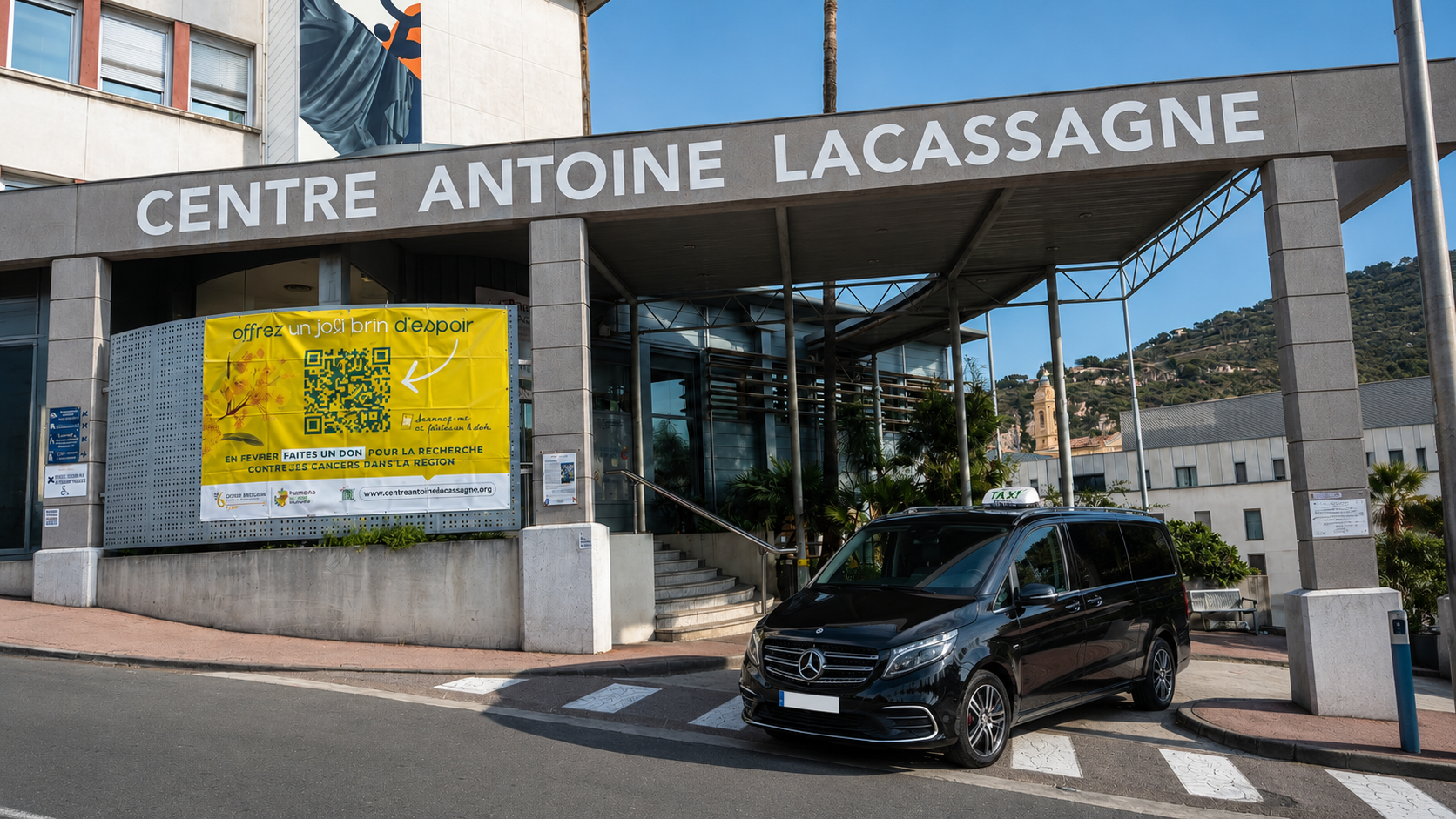 Taxi conventionné Cannes — véhicule groupe ou bagages médicaux pour transport patient vers Centre Antoine Lacassagne Nice